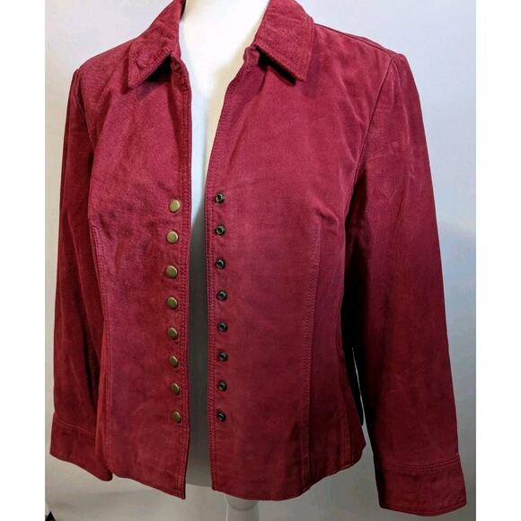 Women's Coldwater Creek Red Suede Leather Short Coat Excellent Cond SZ PL - Picture 1 of 13